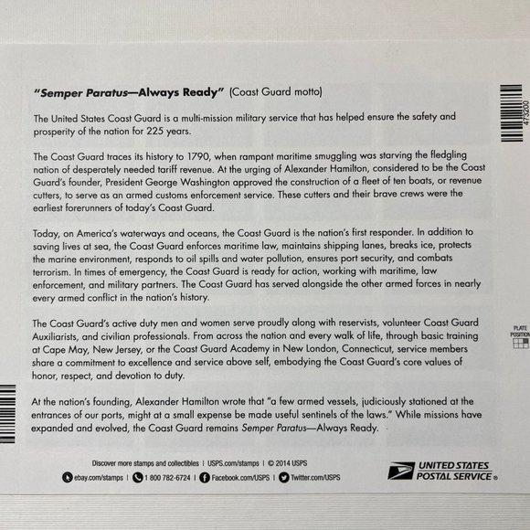 US Coast Guard 2015 Postage Stamp Sheet, USA Forever #5008 - Picture 5 of 5